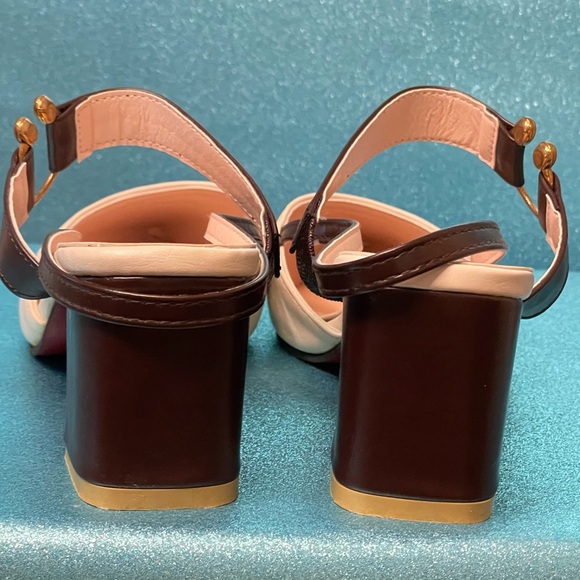 NWOT Cream & Brown Heels. Pointed Toe and Open Back. BEAUTIFUL & ELEGANT! - Picture 4 of 6